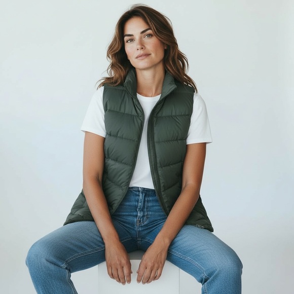 J. Jill Jackets & Blazers - J.JILL/2 Way Zipper Quilted Puffer Vest/Hunter Green/Size: M-Petite